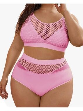 NEW! 💕 SHEIN Floerns Women's Plus Size Fishnet Bikini Rave Set